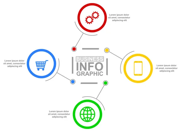 Infographic vector template voor presentatie, grafiek, diagram, grafiek, business en technologie concept met 4 opties — Stockvector