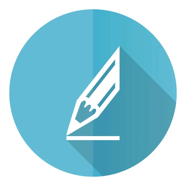 Bleistift Vektor Symbol Flaches Design Blau Runde Web Taste Isoliert — Stockfoto