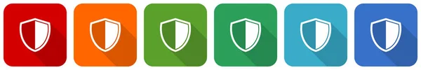 Shield Protection Security Concept Icon Set Flat Design Vector Illustration — Stock Photo, Image