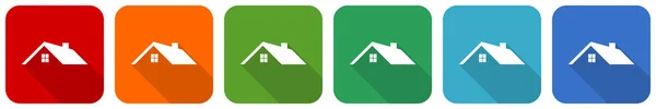 Huis Huis Onroerend Goed Concept Icon Set Platte Ontwerp Vector — Stockfoto