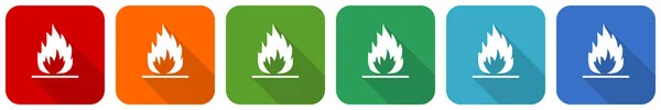 Flame Icon Set Flat Design Vector Illustration Colors Options Webdesign — Stock Photo, Image