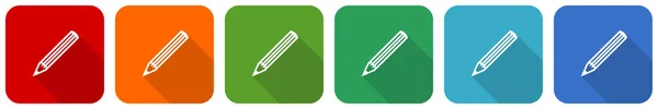 Pencil Icon Set Flat Design Vector Illustration Colors Options Webdesign — Stock Photo, Image