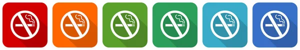 Δεν Κάπνισμα Εικονίδιο Σύνολο Επίπεδη Σχεδίαση Διανυσματική Απεικόνιση Χρώματα Επιλογές — Φωτογραφία Αρχείου