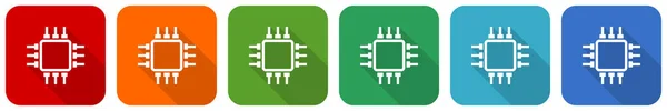 Circuit Chip Computer Icon Set Flat Design Vector Illustration Colors — Stock Photo, Image