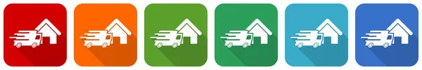Home Delivery Shipping Courier Icon Set Flat Design Vector Illustration — Stock Photo, Image