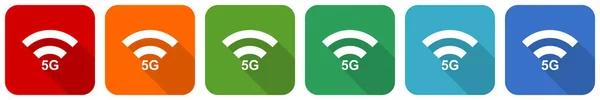 Internet Wireless Communication Network Icon Set Flat Design Vector Illustration — Stock Photo, Image