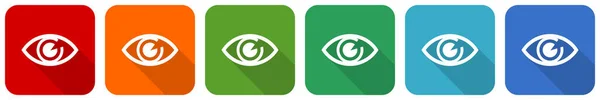 Eye Icon Set Flat Design Vector Illustration Color Options Webdesign — 스톡 사진