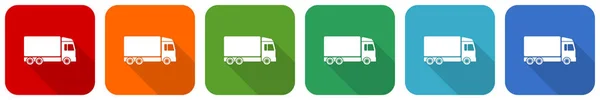 Delivery Icon Set Flat Design Vector Illustration Colors Options Webdesign — Stock Photo, Image