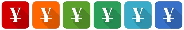 Yen Icon Set Flat Design Vector Illustration Colors Options Webdesign — Stock Photo, Image