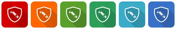 Vaccine Shield Concept Icon Set Flat Design Vector Illustration Colors — Stock Photo, Image
