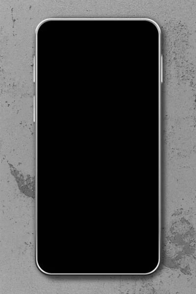 Téléphone Portable Avec Écran Noir Sur Fond Béton Maquette Réaliste — Photo