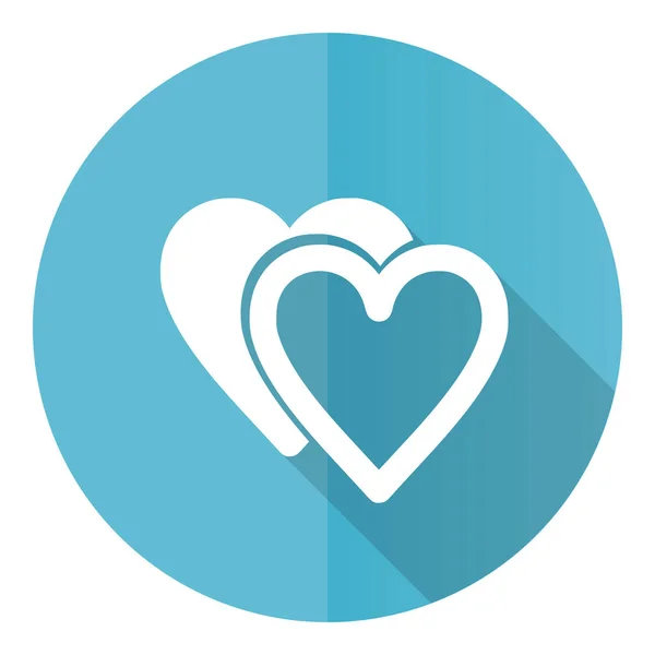 Ikona Wektora Miłości Płaski Design Niebieski Okrągły Przycisk Web Izolowany — Zdjęcie stockowe