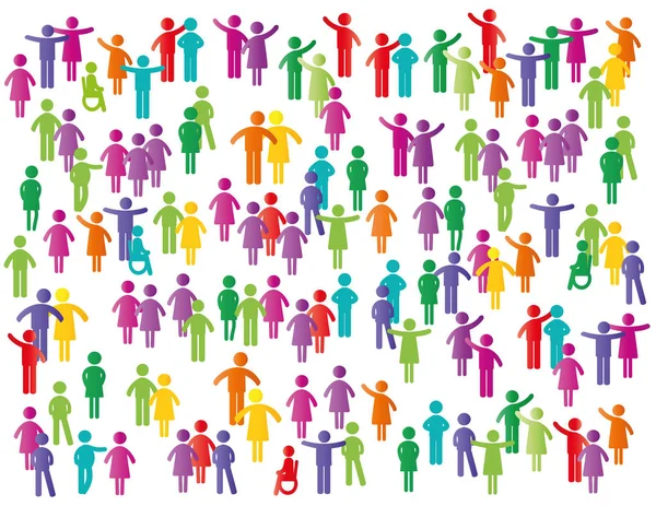 五颜六色的抽象象形图 显示数字幸福的家庭 团体或团队 — 图库矢量图片