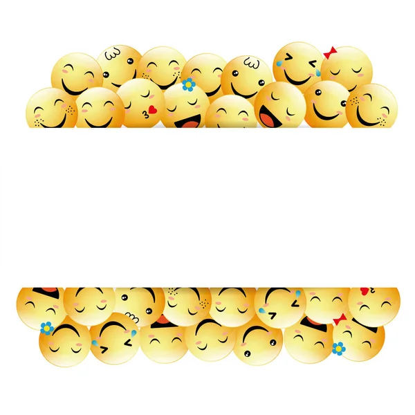 Banner Con Emoticonos Positivos Para Redes Sociales Estilo Diseño Plano — Archivo Imágenes Vectoriales