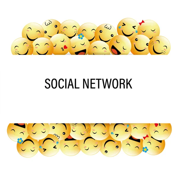 Banner Positive Emoticons Social Network Flat Design Style — Stock Vector