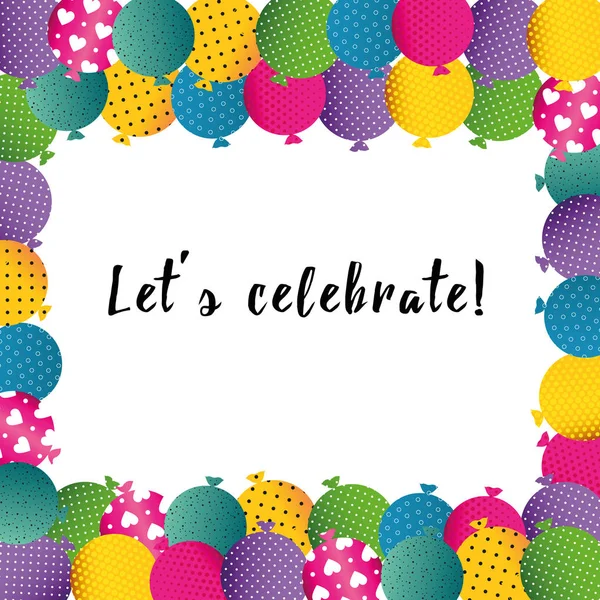 Cartão Aniversário Colorido Convite Festa Com Balões —  Vetores de Stock