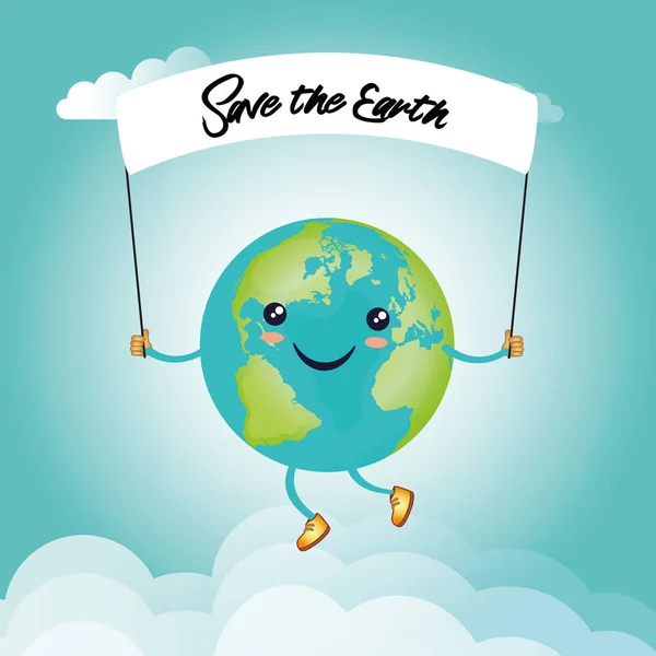 Ілюстрація День Землі Або Екологічної Події Показуючи Щасливі Землі Стилі — стоковий вектор