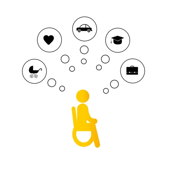 Dreams of people with disabilities. Pictogram — Stock Vector