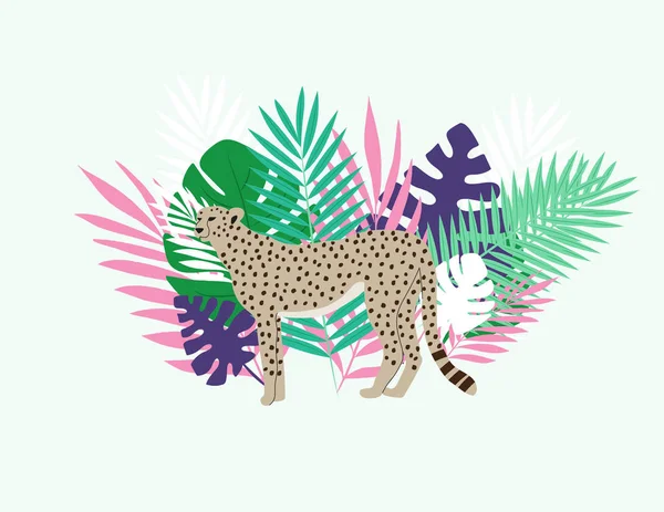 Leoparden und Dschungelblätter Stockillustration