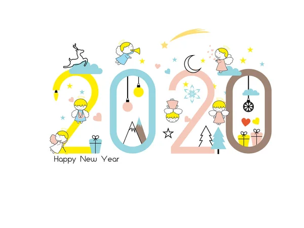 快乐的新年2020 — 图库矢量图片