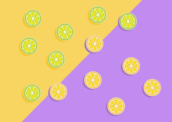 Limone e lime in colori vivaci sfondo. Concetto pop art. Cr — Vettoriale Stock