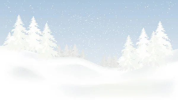 Krásné Panorama Zimní Krajiny Sněhem Stromech Horách Vektorový — Stockový vektor