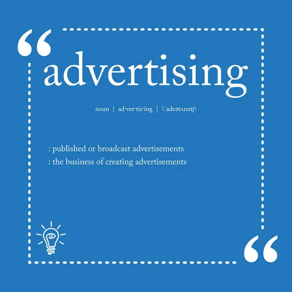 Definição de publicidade palavra ortográfica —  Vetores de Stock