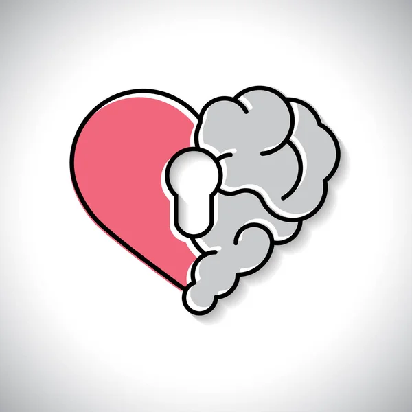 Emotional Brain Lock Security Broken Heart Brain Key Hall Vector — Stock Vector