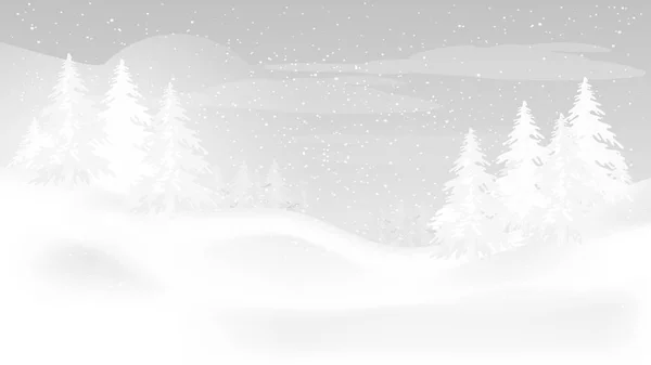 Hermoso Paisaje Invierno Con Nieve Los Árboles Las Montañas Vector — Vector de stock