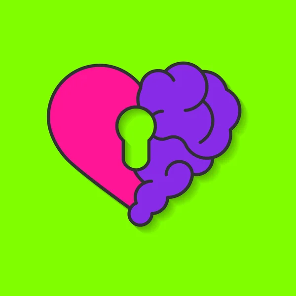 Sécurité Émotionnelle Cerveau Verrouillé Broken Heart Brain Avec Vecteur Hall — Image vectorielle