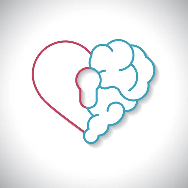 Sécurité Émotionnelle Cerveau Verrouillé Broken Heart Brain Avec Vecteur Hall — Image vectorielle