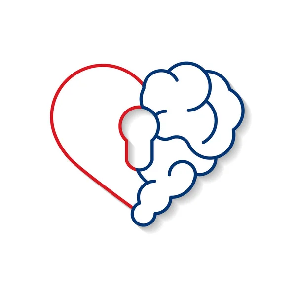 Sécurité Émotionnelle Cerveau Verrouillé Broken Heart Brain Avec Vecteur Hall — Image vectorielle