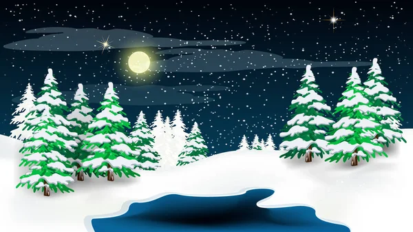 Beautiful Panorama Winter Landscape Snow Trees Mountains Vector — Stock Photo, Image