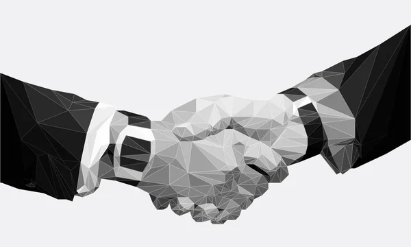 Low poly businessman handshake, Business partnership, together, — Stock Photo, Image