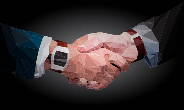 Lage poly zakenman Handshake, Business partnership, samen, — Stockvector