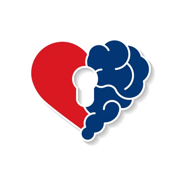 Seguridad Bloqueo Cerebral Emocional Corazón Roto Cerebro Con Vector Sala — Archivo Imágenes Vectoriales