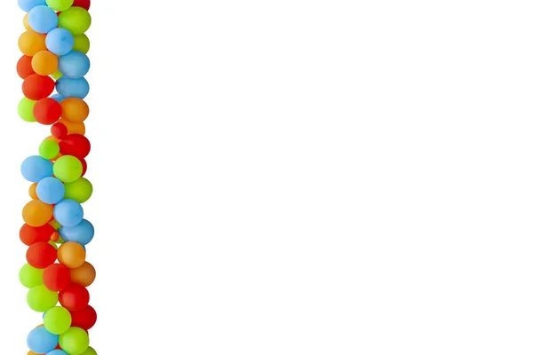 Fliegende Ballons in einer Reihe isoliert auf weißem Hintergrund - Bild — Stockfoto