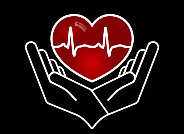 Corazón Las Manos Dar Plantilla Logotipo Del Corazón Para Trasplante — Archivo Imágenes Vectoriales