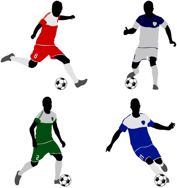 Jugadores Fútbol Siluetas Vector — Archivo Imágenes Vectoriales