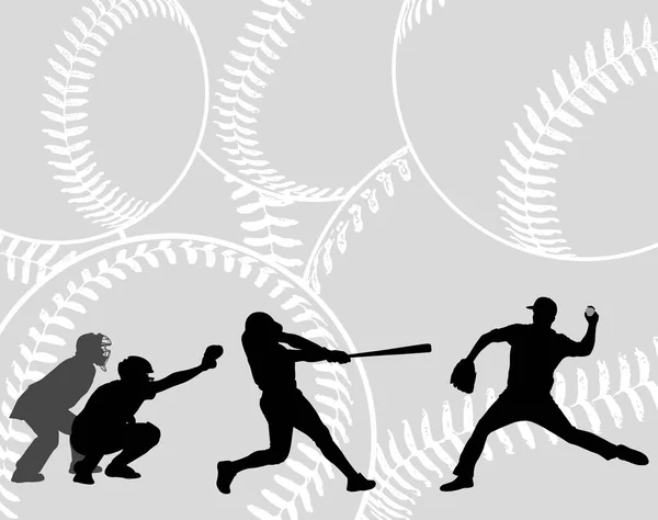 Baseballspieler Silhouetten Auf Dem Abstrakten Hintergrund Vektor — Stockvektor