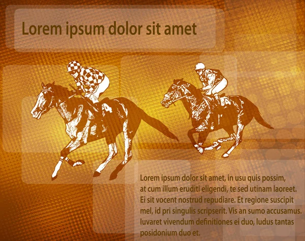 Жокеи на скаковых лошадей на абстрактном фоне с пространством для — стоковый вектор