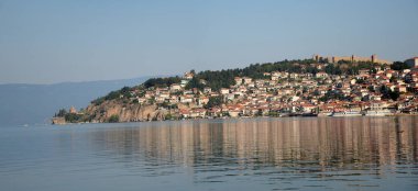Ohri, eski tarihi şehir Fyor Makedonya - Ohri Panorama, sabah erken, güzel görünüm