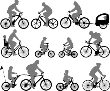 bicyclists siluetleri collection - vektör
