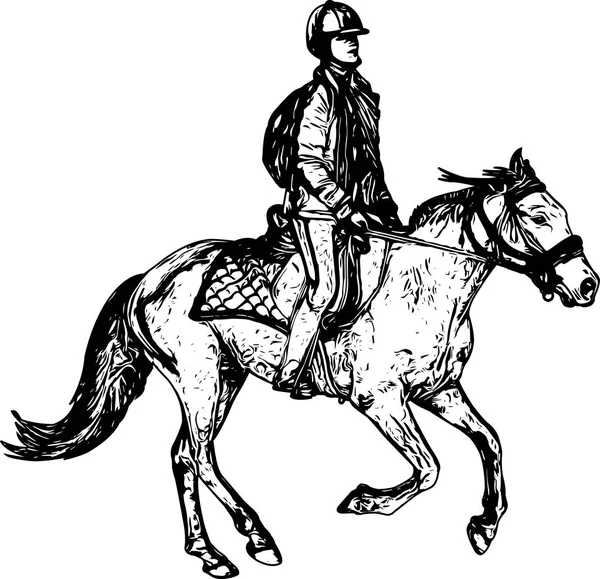 Cavalo equitação desenho esboço — Vetor de Stock