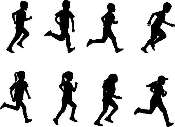 Kids running silhouettes Stock Illustration