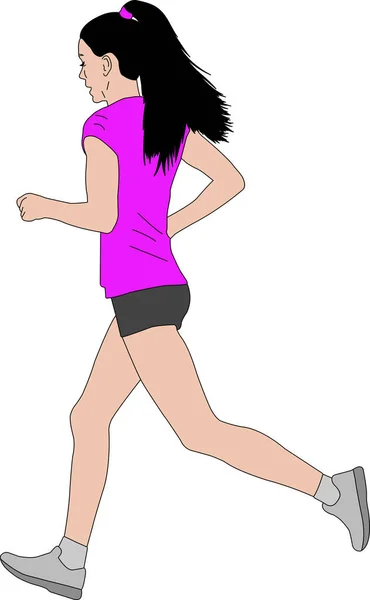 Female Marathon Runner Illustration Vector — Stock Vector