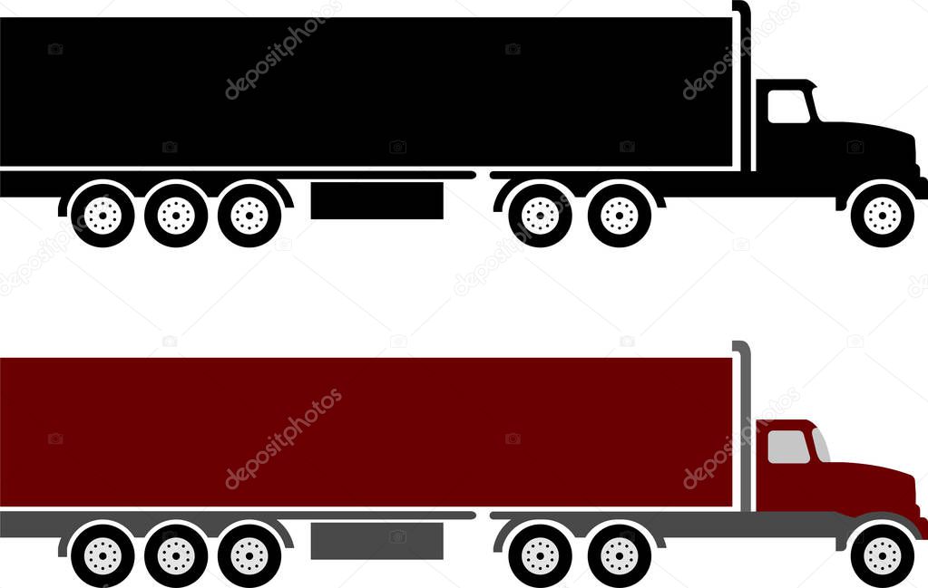 semi truck and trailer simple illustration