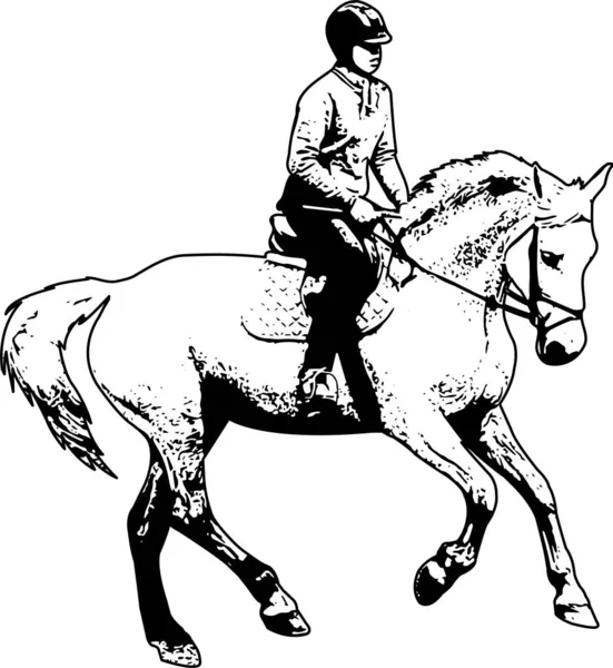 Ilustración del boceto de montar a caballo — Vector de stock