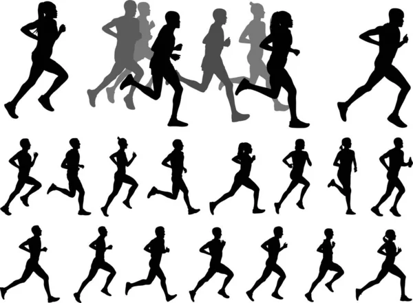 Runners collezione silhouette — Vettoriale Stock