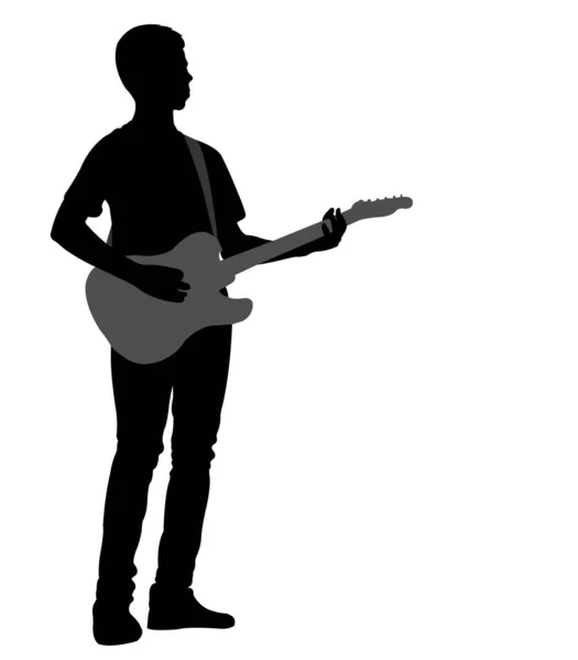Młody człowiek gra na gitarze elektrycznej — Wektor stockowy